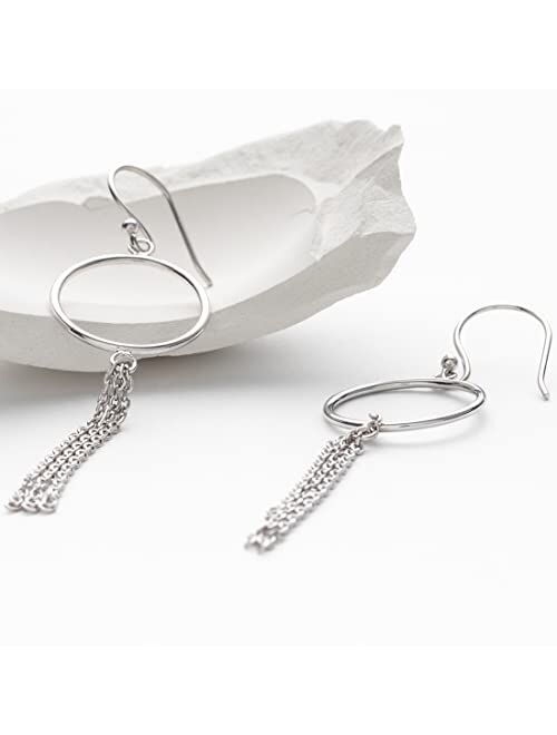 Peora 925 Sterling Silver Tassel Drop Earrings for Women, Hypoallergenic Fine Jewelry