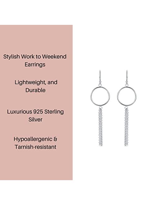 Peora 925 Sterling Silver Tassel Drop Earrings for Women, Hypoallergenic Fine Jewelry