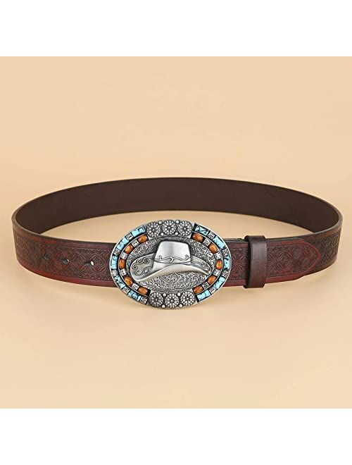Bboten Cowboy Belt Buckle for Men Boys Cowboy, Western Cowboy Hat Horse Longhorn Belt Buckles for Cowboy Rodeo Son/Men