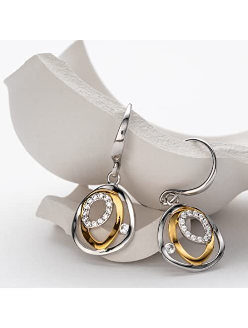 Peora 925 Sterling Silver Floating Halo Drop Earrings for Women, Hypoallergenic Fine Jewelry