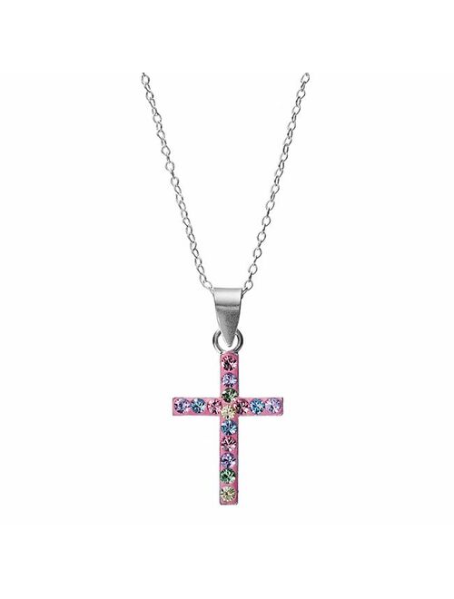 Swarovski Charming Girl Kids' Sterling Silver Crystal Cross Pendant Necklace