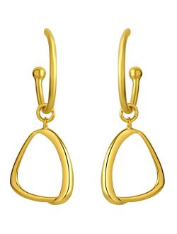 Yellow-Tone 925 Sterling Silver Dangle Charm Earrings for Women, Hypoallergenic Fine Jewelry