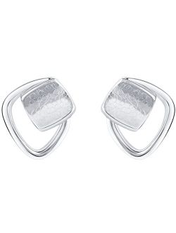 925 Sterling Silver Asymmetrical Floating Earrings for Women, Hypoallergenic Fine Jewelry