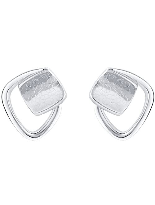 Peora 925 Sterling Silver Asymmetrical Floating Earrings for Women, Hypoallergenic Fine Jewelry