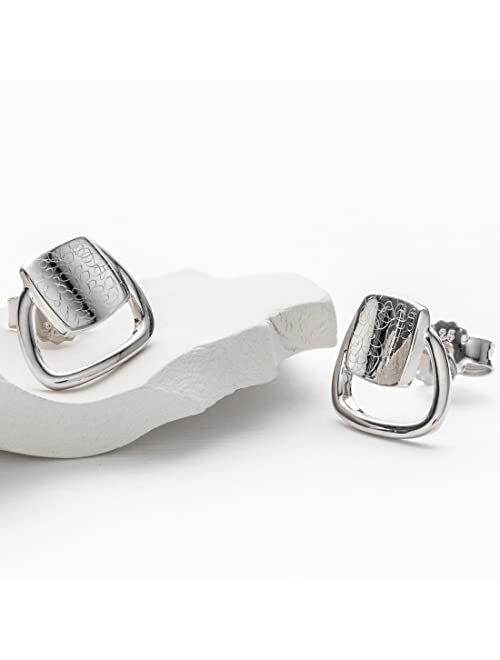 Peora 925 Sterling Silver Asymmetrical Floating Earrings for Women, Hypoallergenic Fine Jewelry
