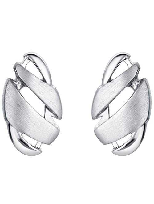Peora 925 Sterling Silver Geometric Swirl Floating Earrings for Women, Hypoallergenic Fine Jewelry