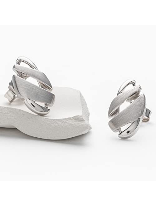 Peora 925 Sterling Silver Geometric Swirl Floating Earrings for Women, Hypoallergenic Fine Jewelry