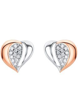 925 Sterling Silver Embellished Heart Earrings for Women, Hypoallergenic Fine Jewelry