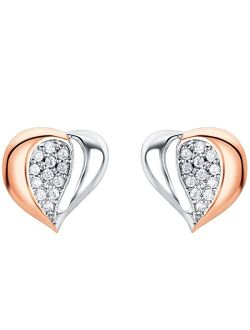 925 Sterling Silver Embellished Heart Earrings for Women, Hypoallergenic Fine Jewelry