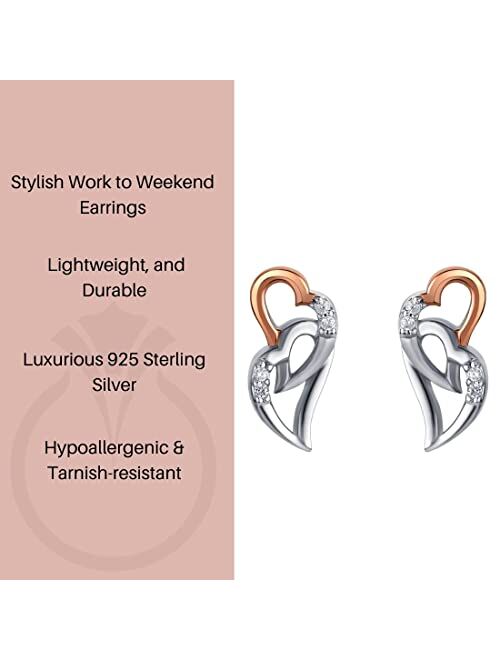 Peora 925 Sterling Silver Interlocking Hearts Earrings for Women, Hypoallergenic Fine Jewelry