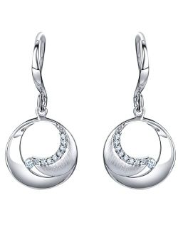 925 Sterling Silver Inner Circle Drop Earrings for Women, Hypoallergenic Fine Jewelry
