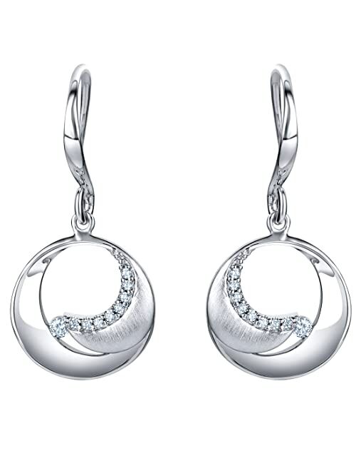 Peora 925 Sterling Silver Inner Circle Drop Earrings for Women, Hypoallergenic Fine Jewelry