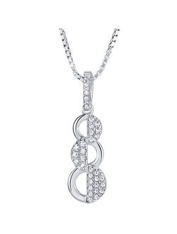 Sterling Silver Pendant Necklace for Women, Sparkling Cubic Zirconia Cascade Drop, with 18 inch Chain