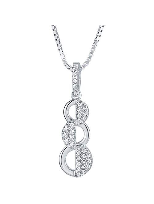 Peora Sterling Silver Pendant Necklace for Women, Sparkling Cubic Zirconia Cascade Drop, with 18 inch Chain