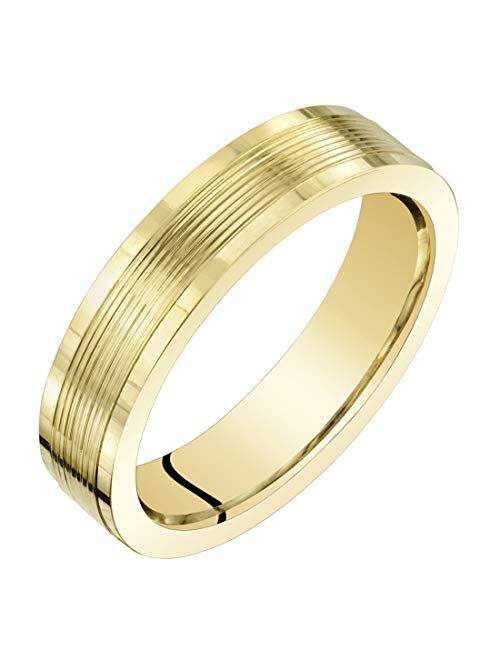 Peora Womens 14K Yellow Gold Classic Fit 4mm Wedding Anniversary Ring Band Sizes 4 to 9