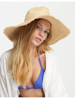 natural straw wide brim fedora with size adjuster