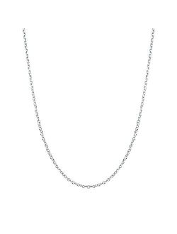 14K White Gold Cable Style Chain Necklace Diamond Cut 1.1mm 16, 18, 20 inches