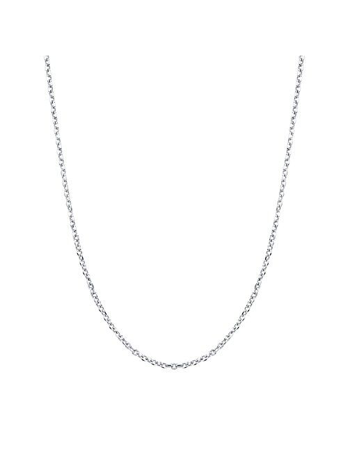 Peora 14K White Gold Cable Style Chain Necklace Diamond Cut 1.1mm 16, 18, 20 inches