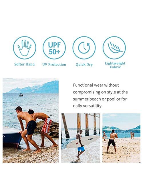 Yongcoler Men Bathing Suit Swim Trunks Quick Dry Beach Shorts - Anchor Ship Nautical Sea