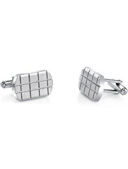 Mens Cuff Links Stainless Steel Classic Luxury Shirt Cufflinks for Fathers Day with Gift Box