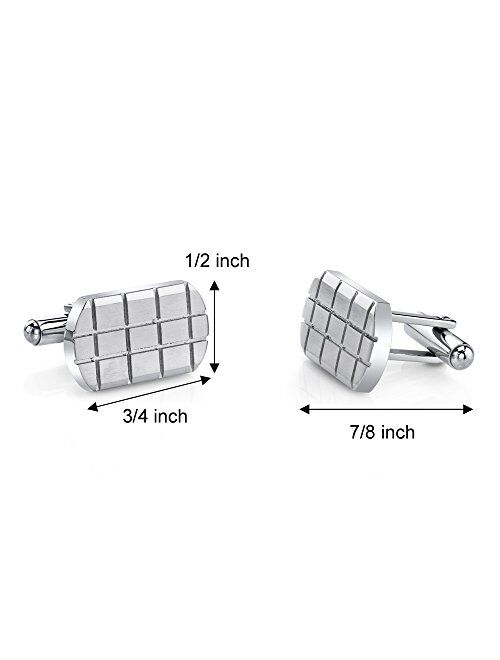 Peora Mens Cuff Links Stainless Steel Classic Luxury Shirt Cufflinks for Fathers Day with Gift Box