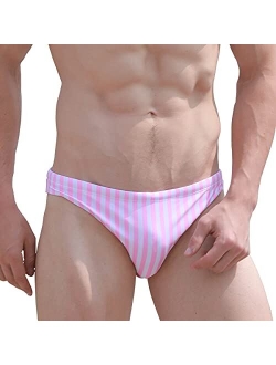 EASEJUICY Mens Bikini Swimwear Sexy Striped Swim Briefs Drawstring Low Rise Swimsuit with Liner