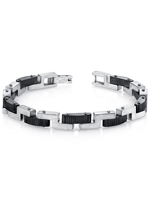Peora Stylish Surgical Grade Stainless Steel Two-Tone Z Link Bracelet for Men