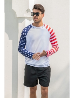 Goodstoworld Men's UPF 50+ Fashion Print Rash Guard Swim Fishing Surf Diving Shirt