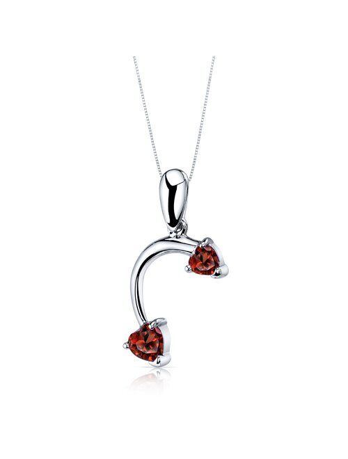 Peora Love Duet 2.25 carats Heart Shape Sterling Silver with Garnet Pendant Earrings Set