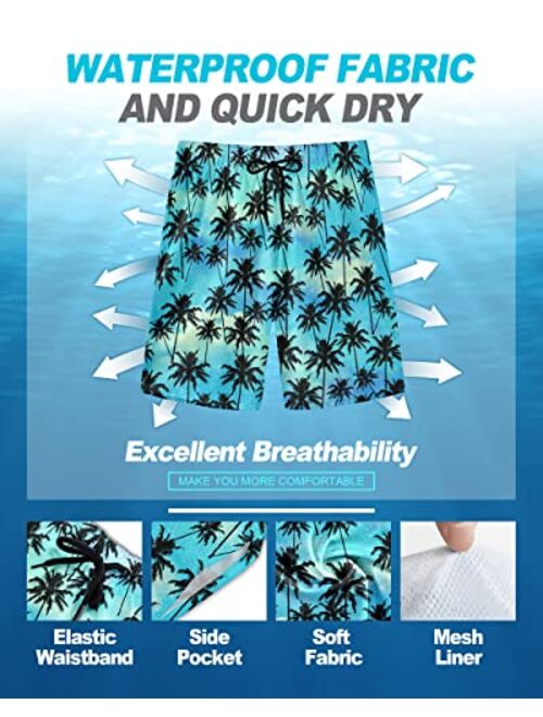 Yhjoxlp Mens Swim Trunks Quick Dry Board Shorts with Mesh Lining, Breathable Fit Beach Shorts Swimwear Bathing Suits