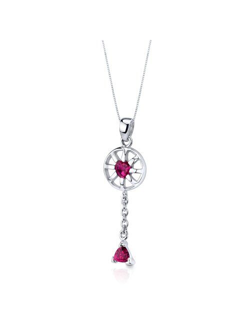 Peora Created Ruby Pendant Earrings Necklace Sterling Silver Dainty Heart Shape