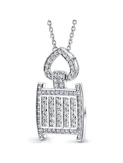 Sterling Silver Sparkling Cubic Zirconia Pendant Necklace Gifts for Women, Antique Edwardian Design, with 18 inch Chain