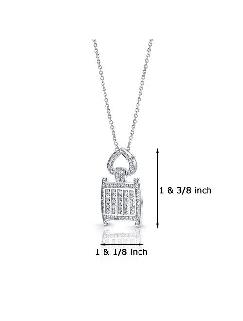 Peora Sterling Silver Sparkling Cubic Zirconia Pendant Necklace Gifts for Women, Antique Edwardian Design, with 18 inch Chain