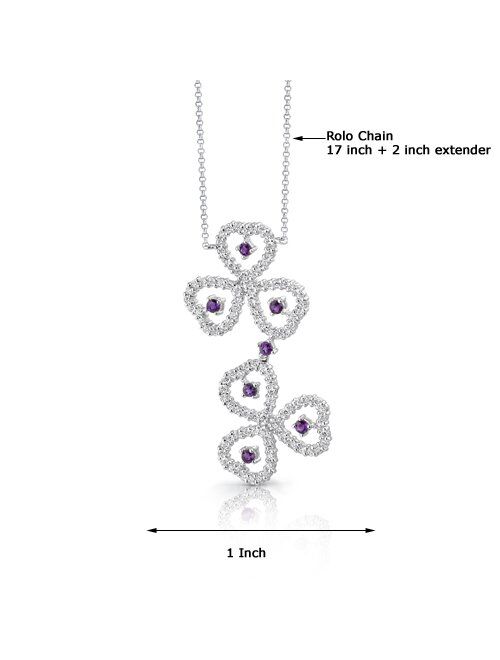 Peora Amethyst Necklace Sterling Silver Round Shape 0.75 Carats