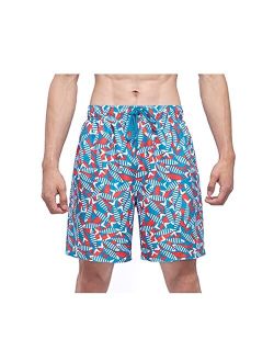 Rokka&Rolla Men's Swim Trunks 7.5" Quick Dry Beach Shorts Swimwear Bathing Suit with Mesh Lining