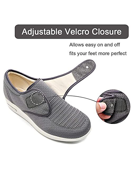 Orthoshoes Women's Diabetic Elderly Shoes Mesh Breathable Walking Sneakers Lightweight Adjustable Easy On and Off Strap Summer Slippers for Swollen Feet