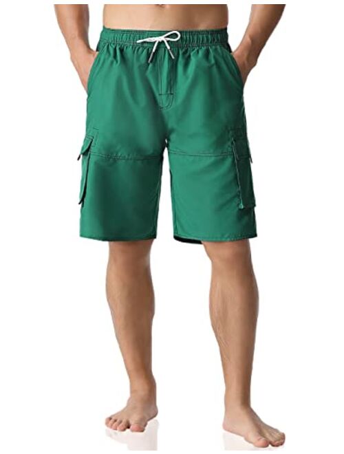 Nonwe Men's Swim Trunks Quick Dry Elastic Waist Boardshorts with Pockets