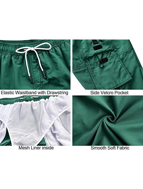 Nonwe Men's Swim Trunks Quick Dry Elastic Waist Boardshorts with Pockets