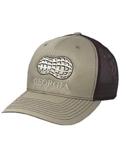 Georgia Peanut Embroidered Trucker Hat-Khaki, Brown Mesh