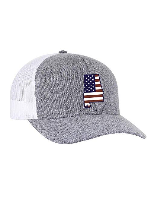 Heritage Pride Grey Heather and White American Flag Embroidered State Pride Hats