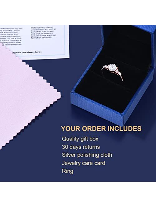 Bbbgem Sterling Silver Elongated Hexagon Cut Color-Change Alexandrite Engagement Rings 10K/14K/18K Solid Rose Gold Cluster Moissanite Ring Unique June Birthstone Promise 