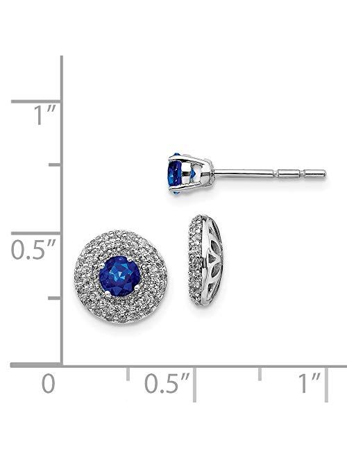 Sonia Jewels Solid 14k White Gold Diamond and Sapphire Blue September Gemstone Stud Jacket Earrings 9mm (.496 cttw.)