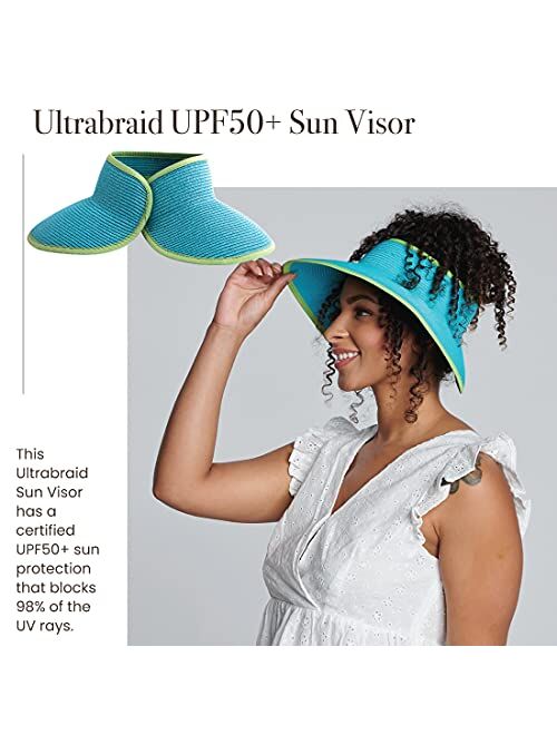 San Diego Hat Company San Diego Hat Co. Women's One Size Ultrabraid Visor with Ribbon Binding, and Sweatband