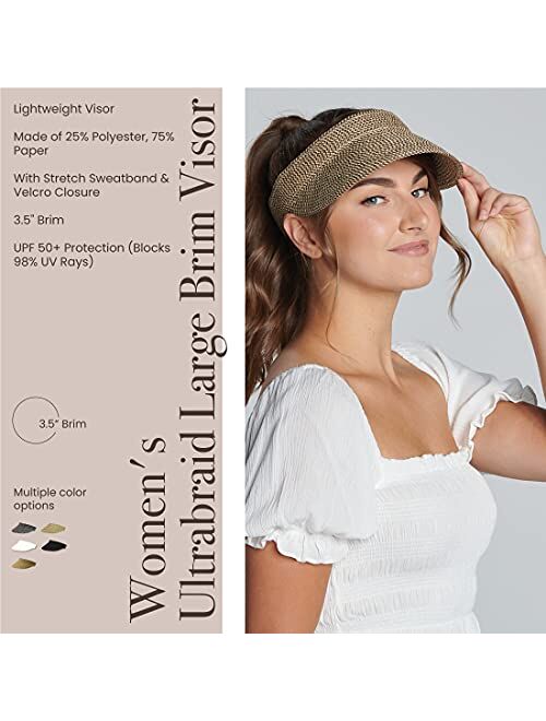 San Diego Hat Company Women's One Size Ultrabraid Visoe with Stretch Sweatband and Velcro Closure