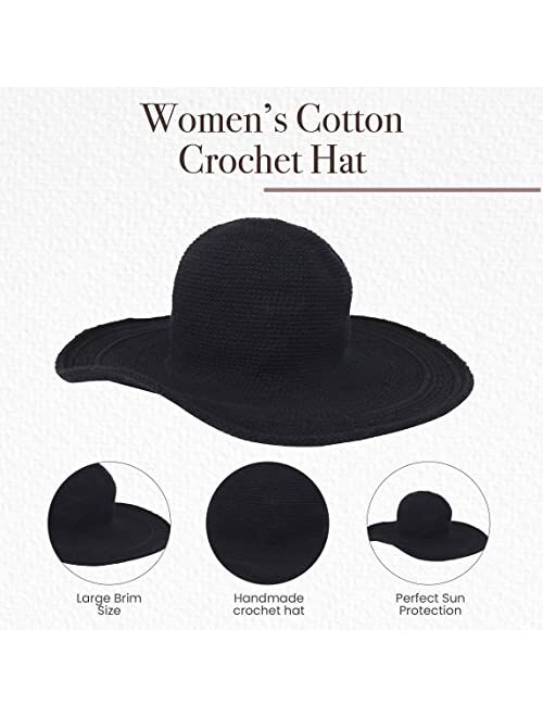 San Diego Hat Company Women's Cotton Crochet 4 Inch Brim Floppy Hat
