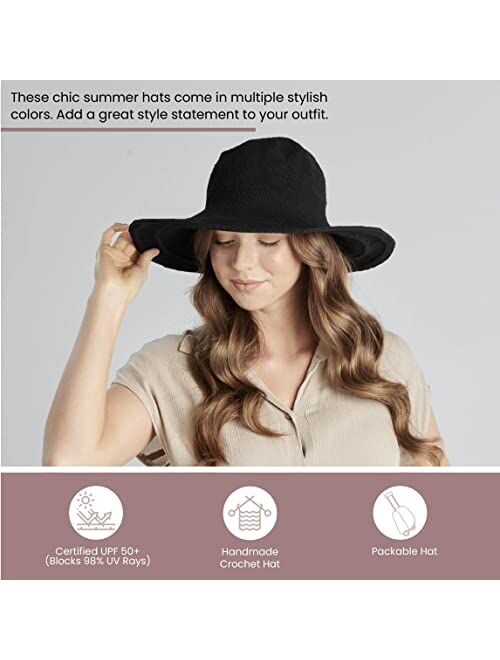 San Diego Hat Company Women's Cotton Crochet 4 Inch Brim Floppy Hat