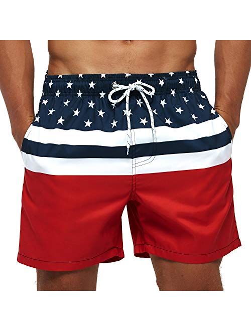 ECGK Mens Swim Trunks Quick Dry Swim Shorts with Mesh Lining Funny Swimsuits Bathing Suits