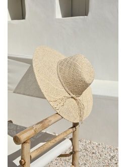 Sun Dialed Natural Woven Wide-Brim Fedora Hat