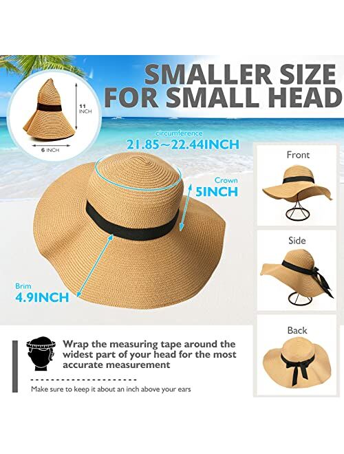Joylivecy Beach Hats for Women, Foldable Sun Hat Womens UV Protection, Boho Wide Brim Hats for Women, Floppy Straw Paper Visor Hat