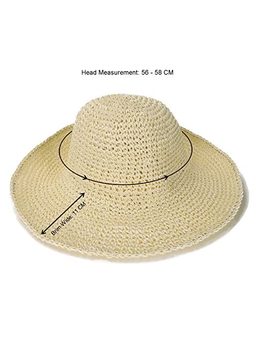 Sydbecs Womens Sun Hats Wide Brim Summer Beach Hat for Women Foldable Travel Straw Hat UPF50+